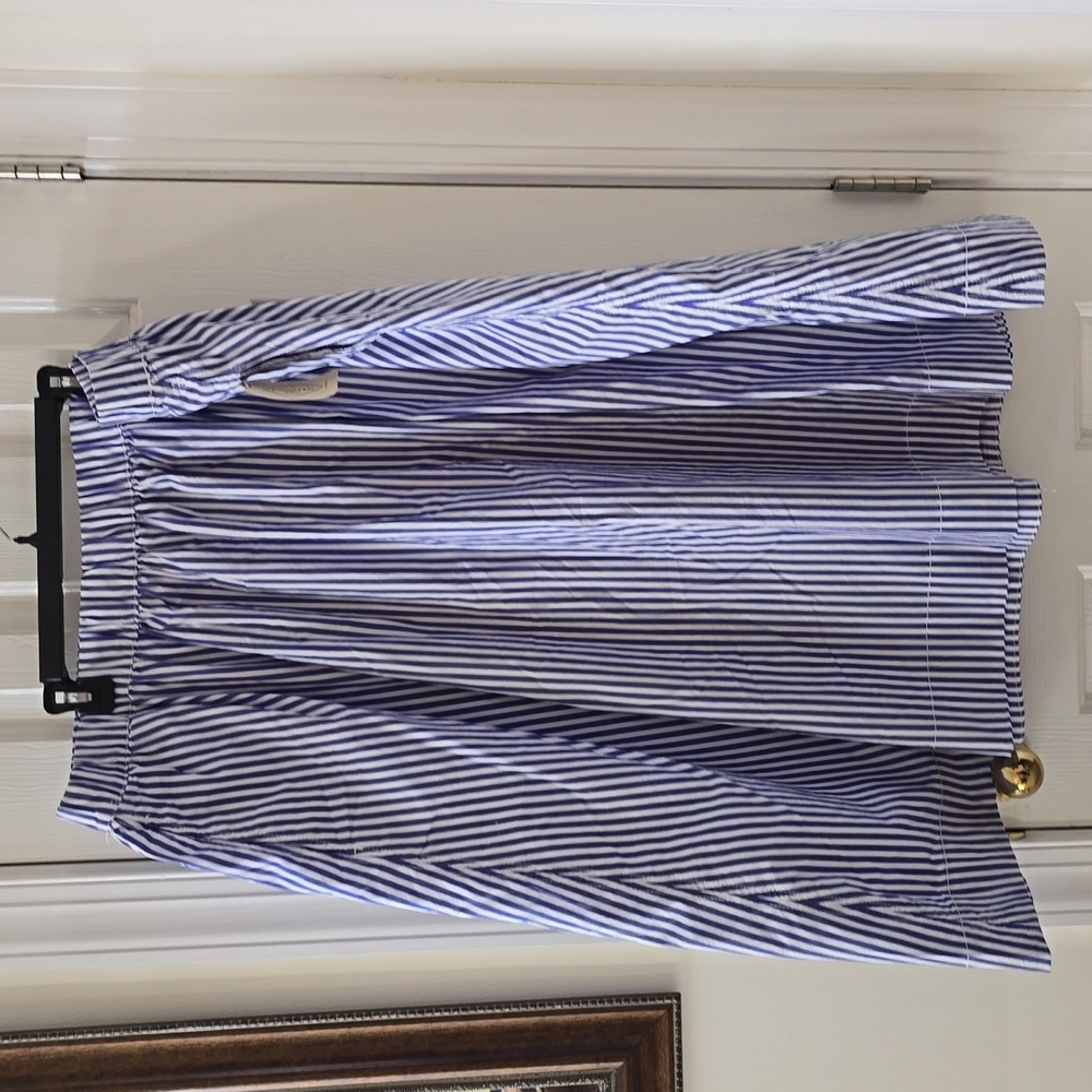 St. John's Bay Blue and White Striped Midi Skirt - Picture 2 of 13